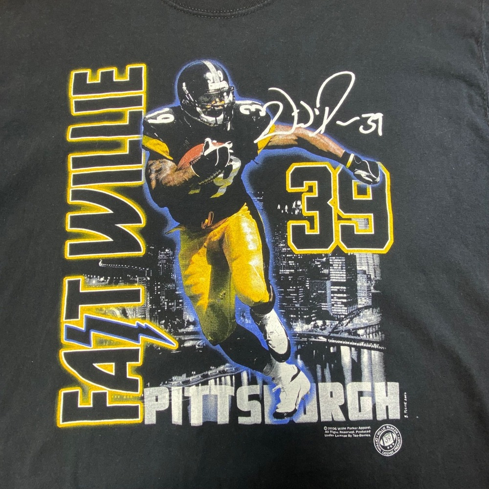 Vintage Fast Willie Parker Black T Shirt Pittsburgh‎ Steelers Mens XL Y2K